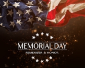 American flag with text saying 