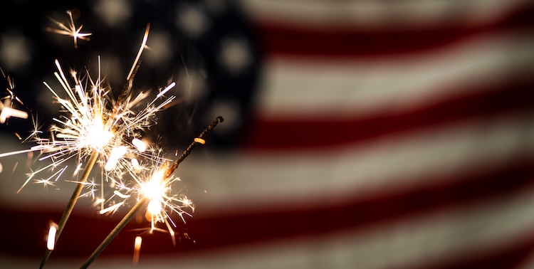 American Flag with Sparklers