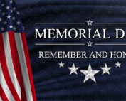 Picture of the US flag with the words, Memorial Day, Remember and Honor